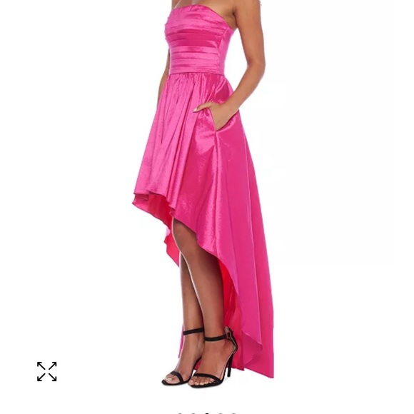 Juniors' Pleated Strapless High-Low Fit & Flare Dress Prom dress - Picture 10 of 10